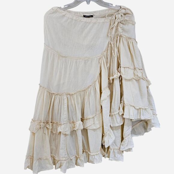 Source Unknown Dresses & Skirts - boho cottagecore beige ruffle adjustable skirt
